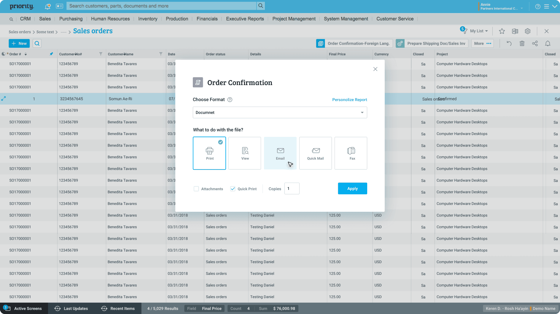 6. Select the recipients